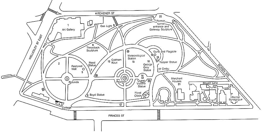 mapa Albert park, Auckland