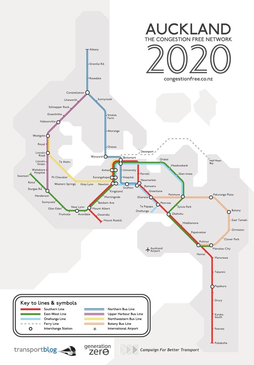 vlak mapě Auckland
