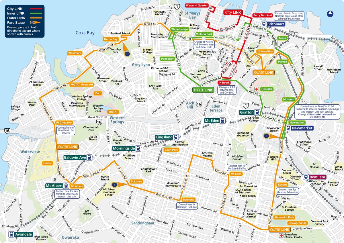 Auckland autobusové trasy mapě