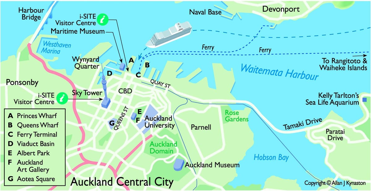 Auckland terminálu výletních lodí mapě
