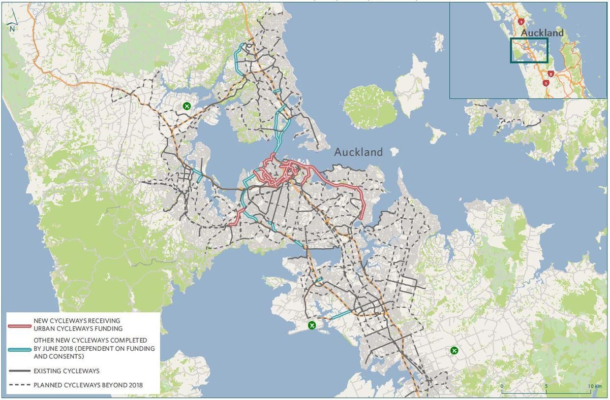 mapa cyklotrasy Auckland mapě