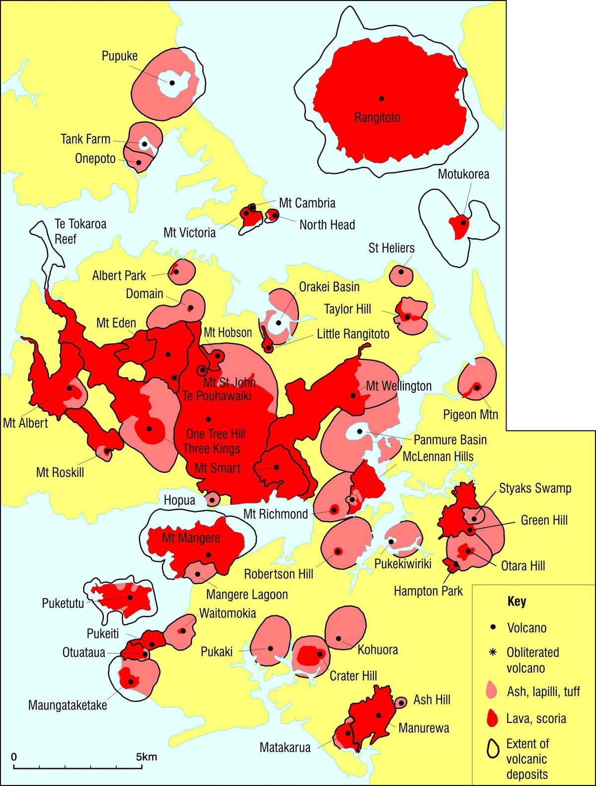 Auckland sopky mapě