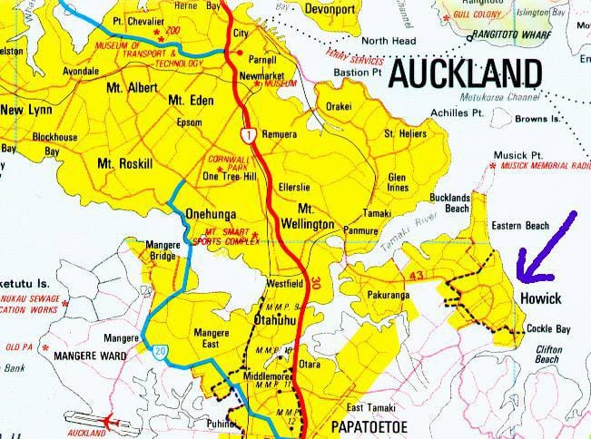 mapa Howick Auckland