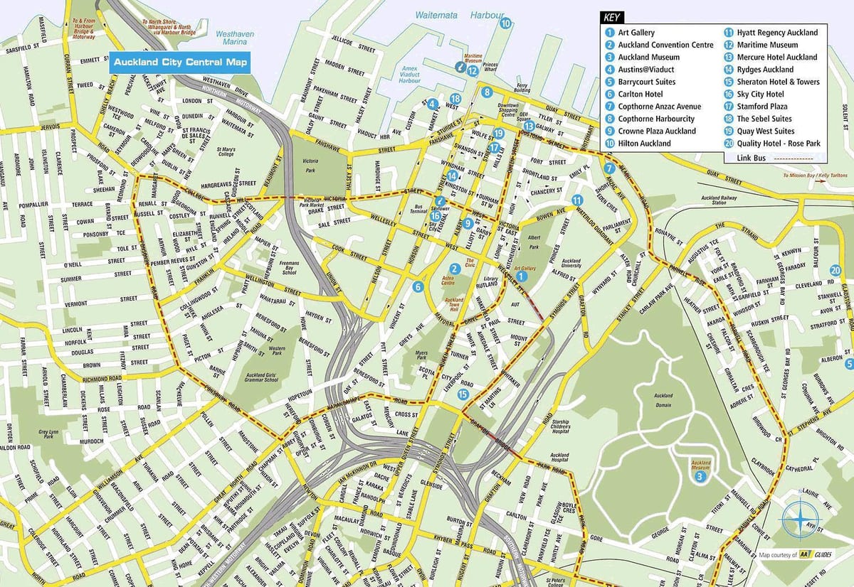 Auckland Nový Zéland mapa