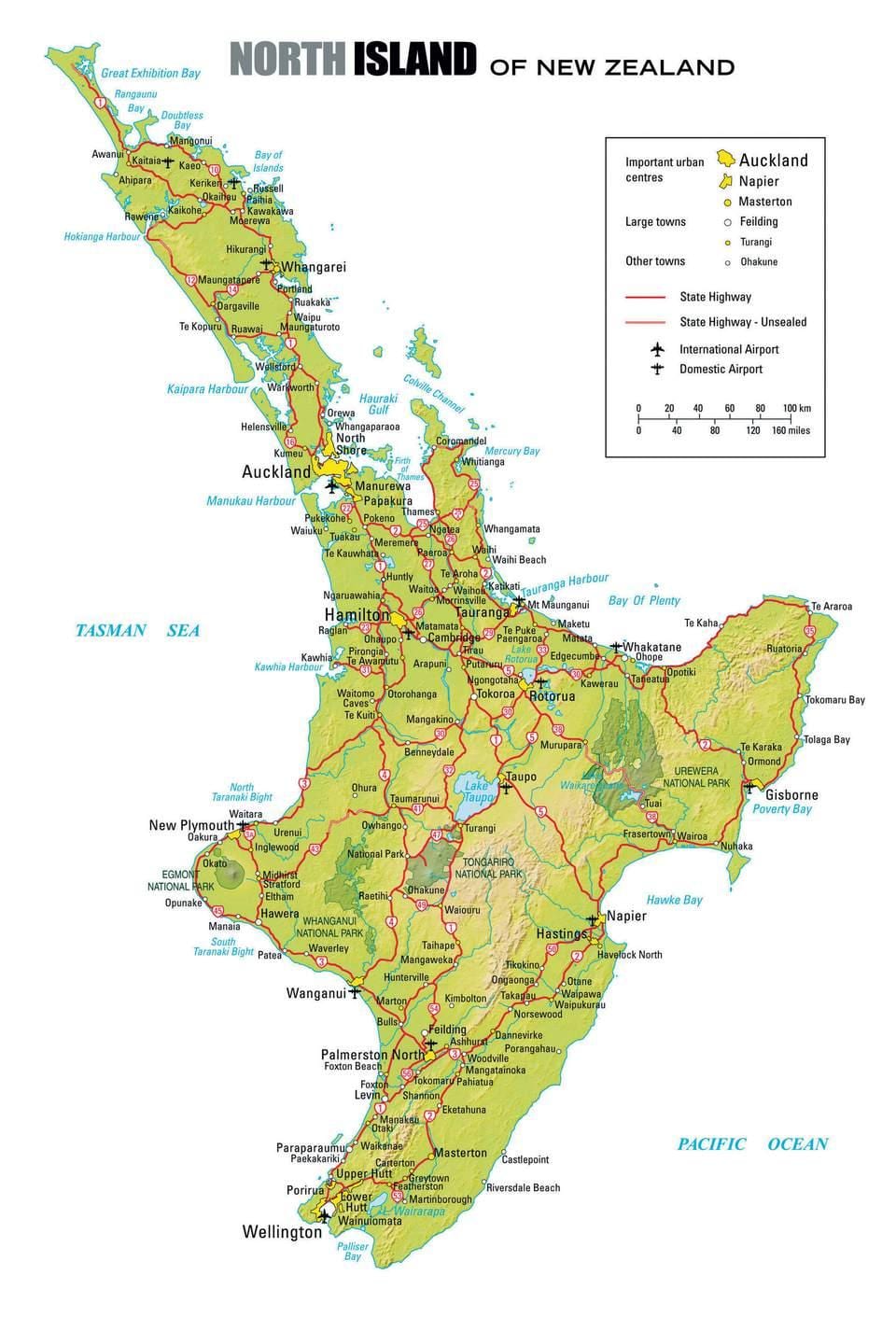mapa severní ostrov Nového Zélandu