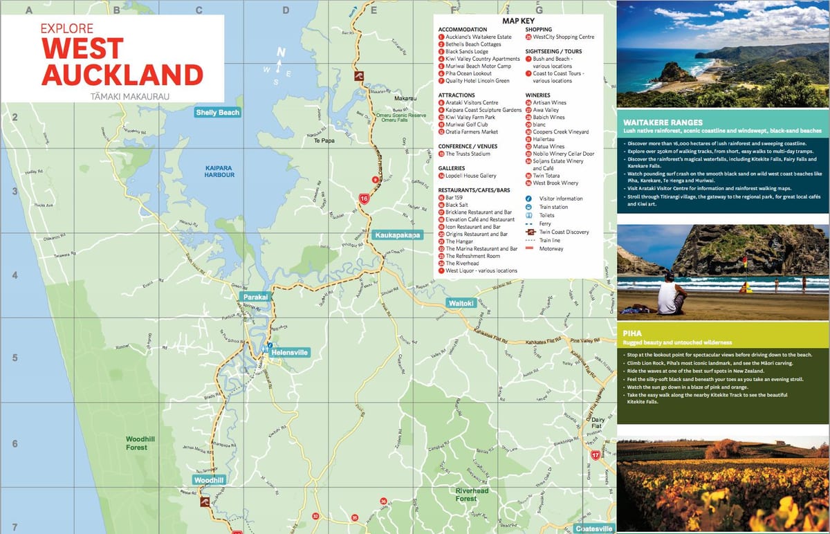 mapa west Auckland