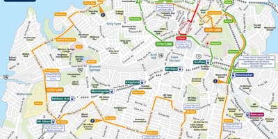 Auckland autobusové trasy mapě