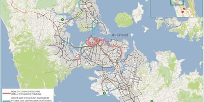 Mapa cyklotrasy Auckland mapě