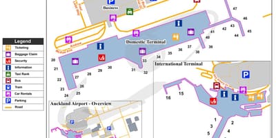 Auckland letiště parkoviště mapě