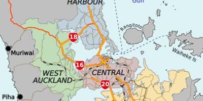 Mapa Aucklandu okresů
