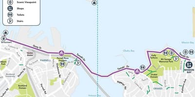 Růžové cyklostezky Auckland mapě