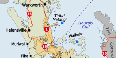 Mapa Auckland region