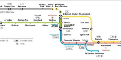 Auckland železniční sítě mapě